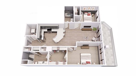 2 bed 2 bath 2D Floor Plan at Tesson Ridge, Saint Louis Missouri